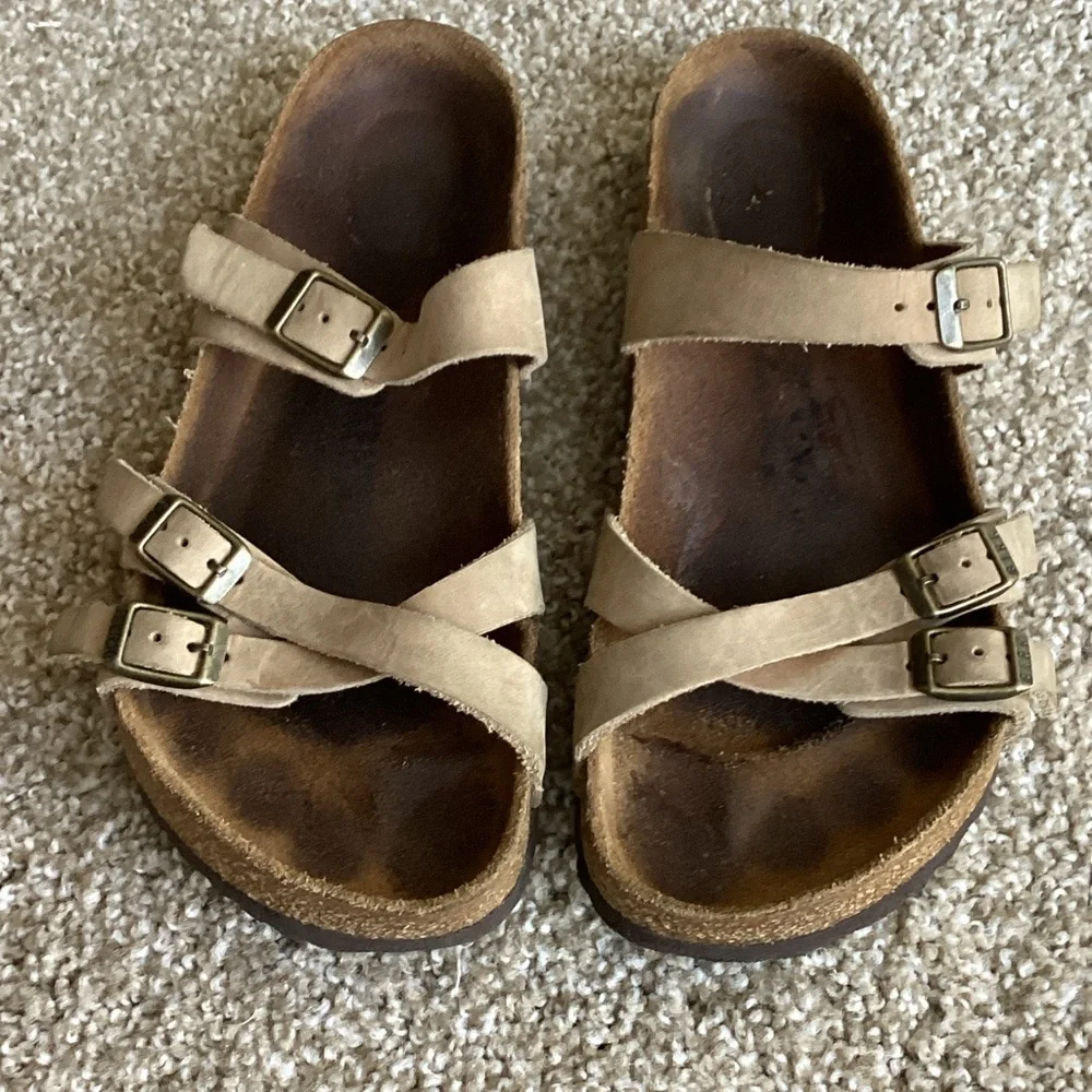 Birkenstock Women's Tan Triple-Strap Sandals
